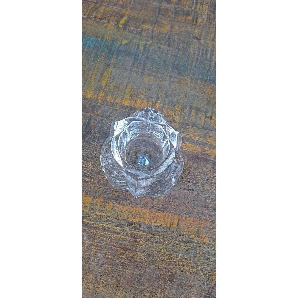Orrefors‎ Sweden Crystal Tri-Leaf Votive Candle Holder  2.25